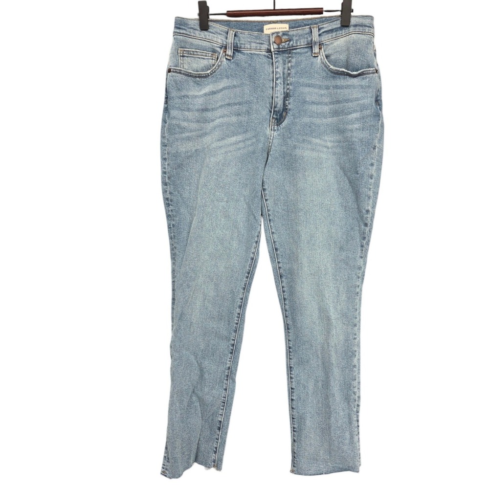 Oliver Logan Crosby Relaxed Taper Jeans 29 Light Wash Raw Hem Sustainable Denim
